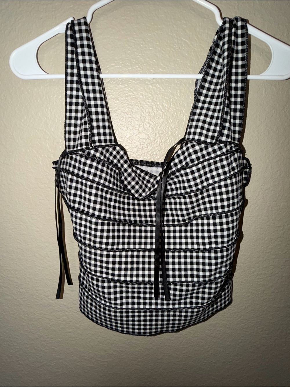 Amazon Black and White Gingham Bustier Crop Top